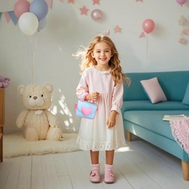 Fuaihui Kids Bags for Girls, Little Girls Handbag with Adjustable Strap, Lovely Cross Body Bag, Kids Shoulder Bag for Birthday Gifts, Party (Blue)