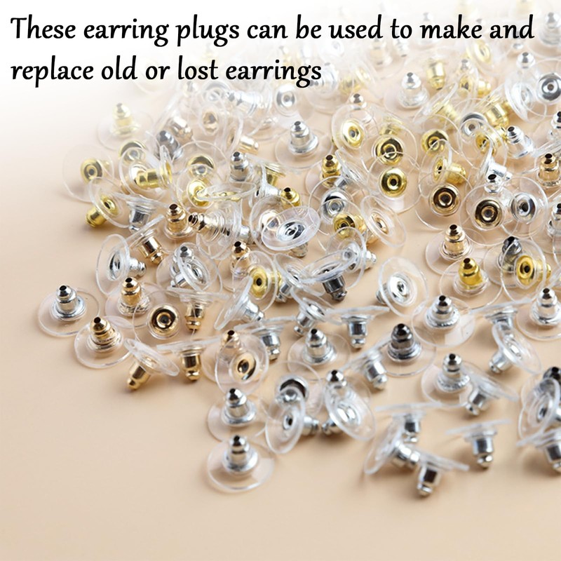 200 Pcs Earring Backs, Soft Transparent Earring Backs Bullet Clutch