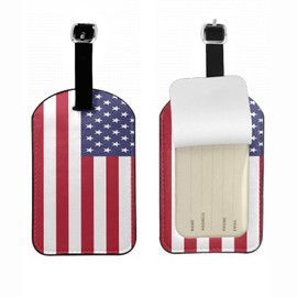 Zoczos American Flag Travel Baggage Bag Tags Beautiful Sate Star Us Banner Red Stripes Luggage Tags Travel Suitcase Tags with Name ID Card for Luggage Suitcase Schoolbag Lunchbag, 1 Pack
