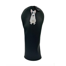 CHEZBABY Bull Terrier PU Leather Golf Club Covers Driver Headcovers Fairway Woods Hybrid Protector with Interchangeable Number Tag