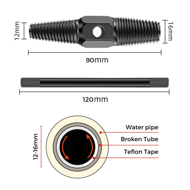 Pipe Extractor for Damaged Screws and Broken Bolts from ½