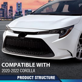 PIT66 Front Upper Bumper Grille, Compatible with Toyota Corolla LE XLE 2020-2022(Not Fit SE XSE models) 53111-12E60 53111-02850 TO1200442 Black Bumper Grill