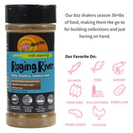 Dizzy Pig Raging River Salmon Seasoning Rub (8oz Shaker) - Seasons 30+lbs of Food - Hand Made in the USA - MSG Free, Gluten Free