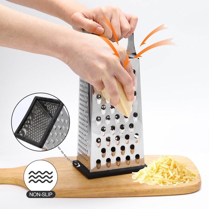 Supercenter Cheese Grater, Size 4-Sided Stainless Steel Box Grater, Food