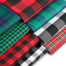 8 Pack 50 x 50 cm Christmas Checks - Christmas Fabrics for Christmas, Sewing, Crafts, Party Decoration, 8 Colours