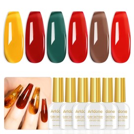 Artdone Artdone Sheer Gel Nail Polish Set Jelly UV Gel 6 Colors Translucent Amber Nude Brown Colors Nail Polish For All Seasons Neutral Soak off LED Lamp Gel Manicure Kit For Nail Art