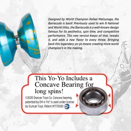 Duncan Toys Barracuda Yo-Yo, Unresponsive Pro Level Yo-Yo, Concave Bearing and Aluminum Body, Blue w/Splash