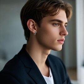 VONALA Dragon Earrings for Men Women Hypoallergenic S925 Sterling Silver Punk Rock Black Hoop Earrings Huggie Jewelry