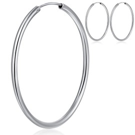 18 Carat White Gold Plated Hoop Earrings Silver Women's Earrings S925 Sterling Silver Hoop Earrings with AAAAA Cubic Zirconia Multiple Sizes, Silver, Gold, Rose Gold Colours, Sterling Silver