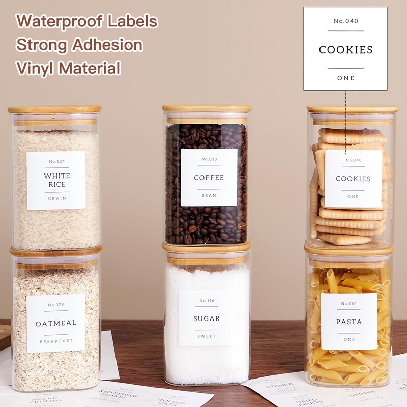 CZZGSM 6 Pack Square Kitchen Storage Jars with Airtight Bamboo