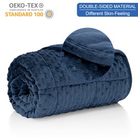 Huloo Sleep Weighted Blanket Queen 15lbs for Adult(60"×80",Navy Blue) Breathable Soft Minky Weighted Throw Blanket for All Season,Heavy Blanket with Premium Glass Beads