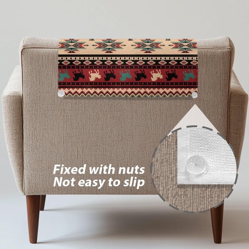 NETILGEN Recliner Sofa Headrest Cover, Aztec Tribal Horse Soft Comfortable