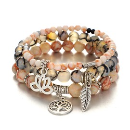 UEUC Tree of Life Yoga Healing Stone Bracelets,Multilayer Lotus Chakra Stone Reiki Bracelet Sets,Anxiety Crystal Natural Stone,for Women Stress Relief