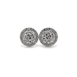 Unisex Round, Africa Nugget Earring Cookie Earring Surgical Steel Post Stud Earring (0.5, SIlver/Stone Trimmed Nugget)