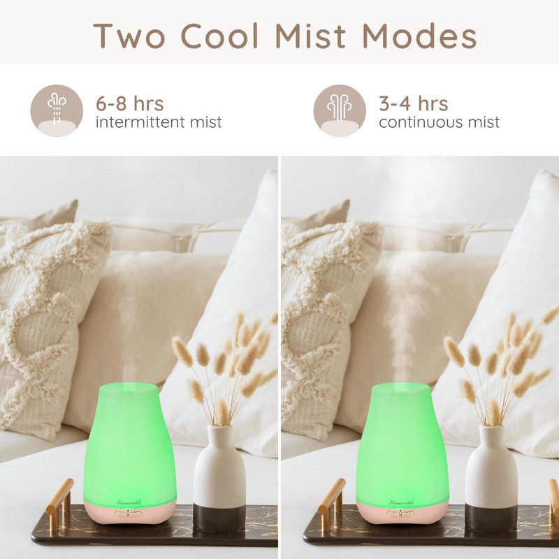 Homeweeks Diffusers, 100ml Colorful Essential Oil Diffuser with Adjustable Mist