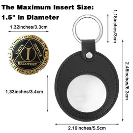 Qianyu Leather Coin Holder Keychain Silicone Holder for AA Medallion or Coin and AirTag Case Sober Gift Keychain Recovery Chip Waterproof Scratchproof Soft Stand Coin Collection Stroage