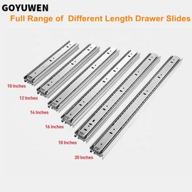 6 Pairs of 14 Inch Drawer Slides 3-Section Full Extension Ball Bearing Side Mount,100 LB Capacity (14 Inch, 6 Pairs)