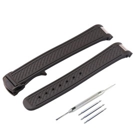 JETHENG 20mm Rubber Silicone Replacement Watch Band for Omega Seamaster 300 AT150 Aqua Terra 8900 Steel Buckle Series Watch Strap (20mm, Black)