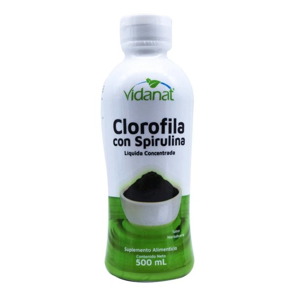 Clorofila Líquida Con Spirulina Hierbabuena 500 Ml Vidanat