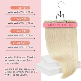 MEI YUAN LIN Clip in Hair Extensions Real Human Hair Platinum Blonde 14 Inch 80g Natural Straight Remy Human Hair 5pcs Per Set with 10 Clips (#60 14")