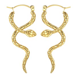 BESTEEL Snake Hoop Earrings for Women Titanium Earrings for Sensitive Ears BOHO Statement Earrings Trendy Dangle Earrings Punk Gothic Drop Earrings 14K Plated Gold Snake Earrings Silver For Eras