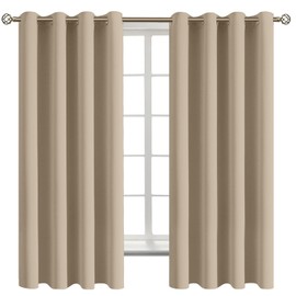 BGment Blackout Curtains - Grommet Thermal Insulated Room Darkening Bedroom and Living Room Curtains, Set of 2 Panels (46 x 63 Inch, Sand)