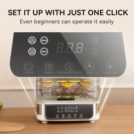 Smart One-Touch Food Dehydrator for Jerky, Fruits, Herbs & Nuts – 5-Tray Digital Dehydrator Machine with Preset Modes, Adjustable Time & Temperature, BPA-Free Trays – Low-Noise Compact Food Dryer