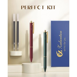 Zalantan Retractable Metal Gel Pen 0.5 mm - Smooth Writing, Archival Ink, Leak-Proof, Luxury Brass Case, Ideal Gift Set - 2 Pens / Box