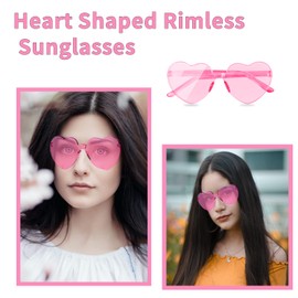 Heart Sunglasses Heart Glasses Heart Rimless Sunglasses Frameless Transparent Love Glasses Eyewear for Women Party Favor