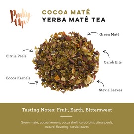 Pinky Up Cocoa Maté Tea Bags in Tin, Yerba Maté Blend Infused with Cocoa Nibs & Citrus, 15 Oversized Pyramid Tea Sachets, Perfect for Morning or Afternoon Energy Boost, Smooth & Refreshing Taste