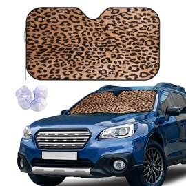 Leopard Texture Windshield Sun Shade Car Front Window Shades for Car Accessories Sun Heat UV Rays Visor for Universal Cars SUV Truck 51 x 27.5 Inch