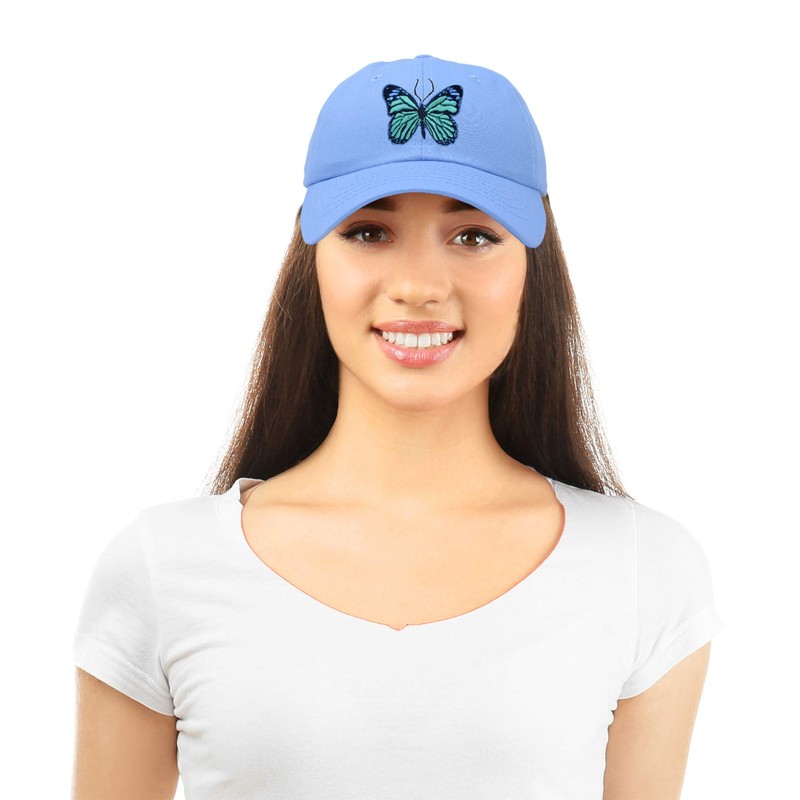 DALIX sombrero de mariposa azul exótico para mujer, regalo bordado