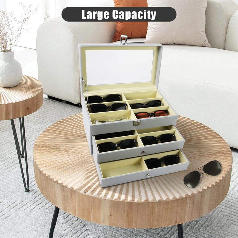 GRTCZYSL Sunglasses Organizer 18 Slots, Multiple Pairs Glasses Storage Case