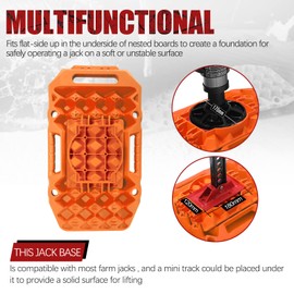 BUNKER INDUST Offroad Traction Boards with Jack Base,Multifunctional Extendable Recovery Track Tire Traction Mat Snow Mud Sand Tracks-4X4 ATV UTV SUV Truck Traction Pads with Bag, Orange (Gen 8)