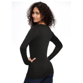 COZYFIT Underscrub Long Sleeve Women - Scrubs Undershirts for Nurse with Soft Fabric, Crew Neck Tee, Black, M