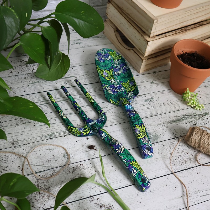Fork and Trowel Garden Tool Set - William Morris Larkspur
