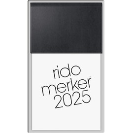 rido/idé Notebook, model Merker (2025), 1 page = 1 day, 108 × 201 mm, 736 pages, Miradur cover, black