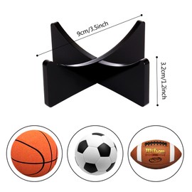 Acrylic Ball Stand Holder Display Stand for Football Basketball Soccer, Volleyball Rugby Sports Ball Storage Rack, Trophy Autograph Memorabilia Display Cases (3.54x1.3 inch, Black)