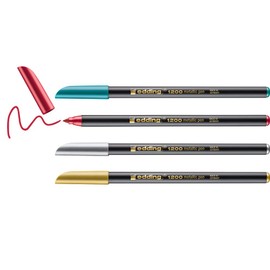 edding 1200 metallic Fasermaler - mehrfarbig - 4 Stifte - Rundspitze 1-3 mm - zum Malen, Schreiben und Zeichnen mit glänzendem Metalliceffekt - für Gästebücher, Grußkarten, Fotoalben, Scrapbook