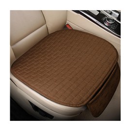 Gdnecad Car Seat Cover for Front Seats, Breathable Linen Seat Cushion Protector with Storage Pockets, Anti-Slip Front Seats Bottom Pad Mat for Sedans SUVs Trucks (Brown, Front Seat)