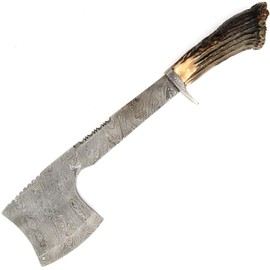 Splitting Axe, 20" Camping Chopping Hatchet for Firewood Splitting, Forged Carbon Steel Norse Viking Axe, Tomahawk Axe Viking Hatchet - Viking Bearded Axe, Camping Axe, Hatchet - Stag Crown - 8950