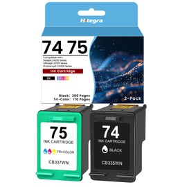 74 75 Ink Cartridges (Standard Capacity) Replacement for HP 74 75 Ink Combo Pack CB335WN CB337WN for Deskjet D426 D4280 D4360 Officejet J5740 J5750 J6410 Photosmart C4200 C5200 Printer 74XL 75XL Ink