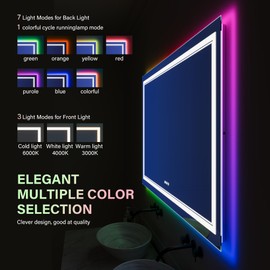 32x24 RGB LED Mirror, IP54 Waterproof Rating, Fog-Resistant and Shatterproof Glass, Adjustable Brightness, and Sleek Backlighting—Combining Functionality and Modern Elegance for Your Home