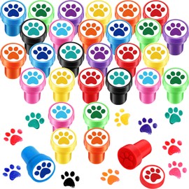 Hxezoc 24 Pieces Dog Paw Print Stamp, Mini Colorful Self Inking Stamps Party Favors Assorted Stamp Set for Classroom Party Educational Learning Activities Supplies