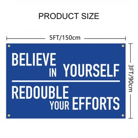 QERPRE 3x5 Ft Motivational Flag Believe in Yourself Redouble your efforts Flags Gym Banner Sport Flags Double Stitched with 4 Metal Grommets for Gym Home Yard House Garden Indoor Tapestry Wall