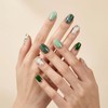 Sun&Beam Nails Handmade Press-on Short Squoval Round Green White Hand-Painted