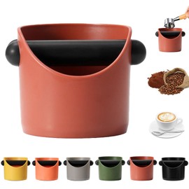 MORAINJAY Coffee Knock Box,Small Espresso Knock Box,Red Coffee Grounds Container Knock Box,with Shock-Absorbent Removable Knock Bar and Non-Slip Base,Grind Barista Accessories