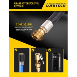 LUMITECO Quick Connect Tire Chuck Hose, Valve Extension Tube w/Presta Valve & Air Pump Ball Needle Set, Inflator Pump Hose With Air Chuck Adapter for Portable Air Compressor
