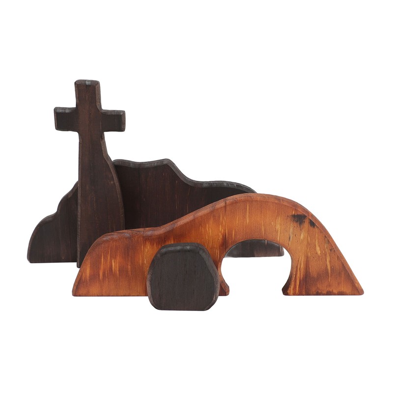 Wooden Tomb Cross Decor Empty Tomb Easter Decor for Home