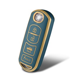 WORCAS Soft TPU Key Fob Cover Case Compatible with Mazda 3 6 8 Miata MX-5 CX-3 CX-5 CX-7 CX-9 2/3/4 Button keyless Entry Remote Control Smart Key(Gray)